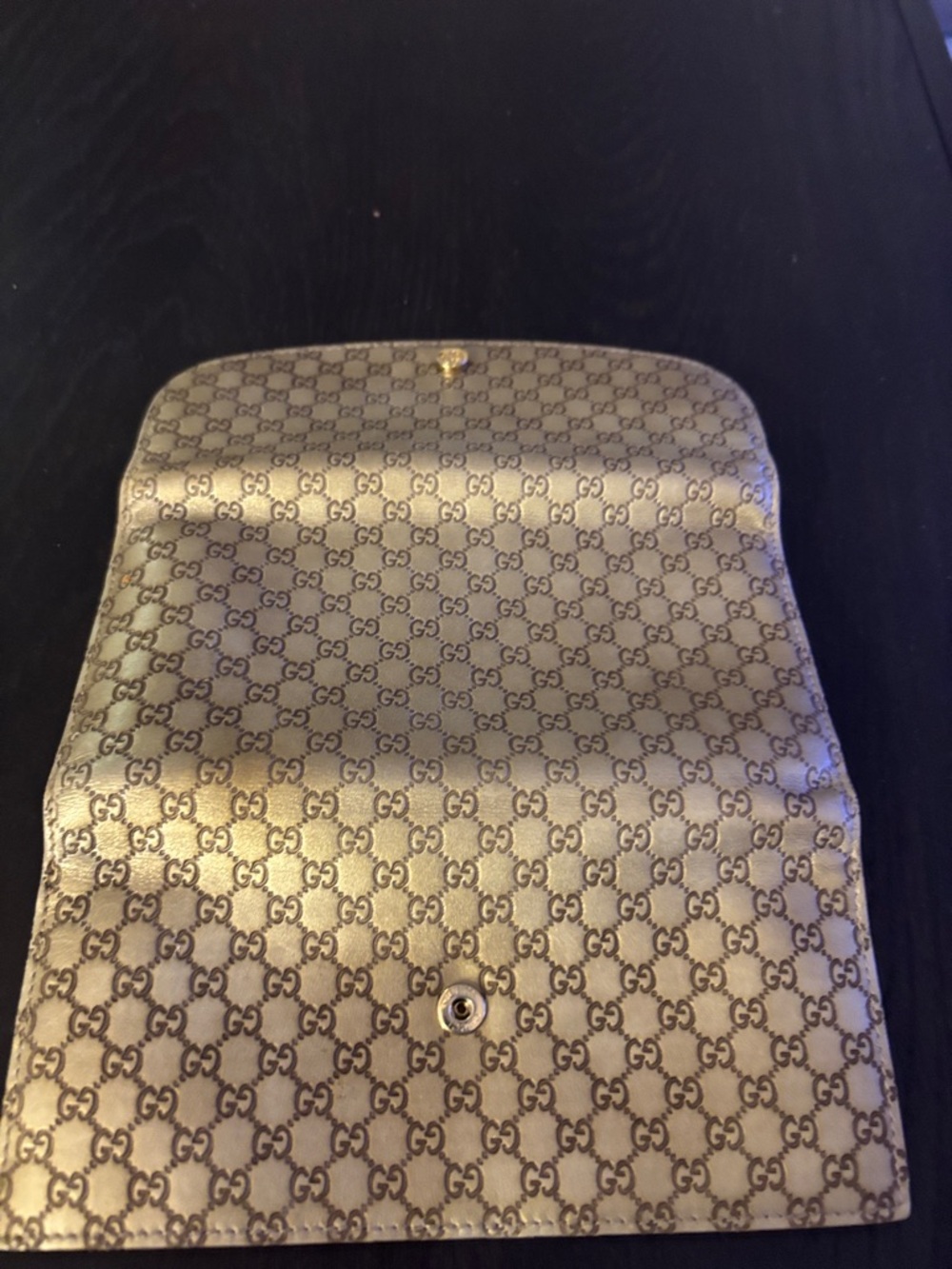 Gucci Brown GG Monogram Continental Wallet with Gold Snap - Picture 3 of 8